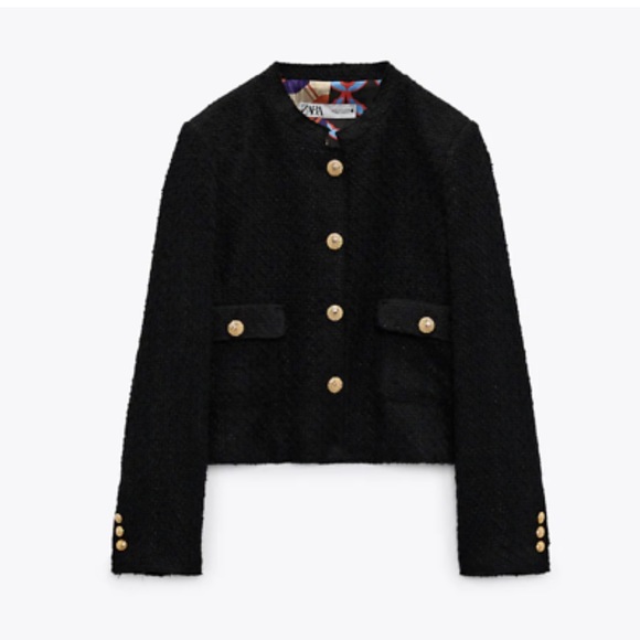 NWT Zara Cropped Textured Blazer - Picture 7 of 13